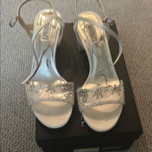 Badgley Mischka Karissa Embellished Strap Block Heel Sandals